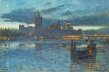 Westminster från Lambeth Bridge, 1912 (penna och bläck med wc på papper)